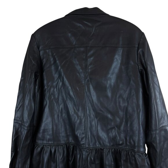 Rebecca Taylor RTR Faux Leather Buttoned Long Sleeve Romper Black Size 6 - Picture 4 of 13